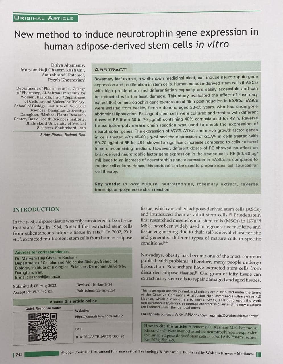 New method to induce neurotrophin gene expression in human adipose‐derived stem cells in vitro